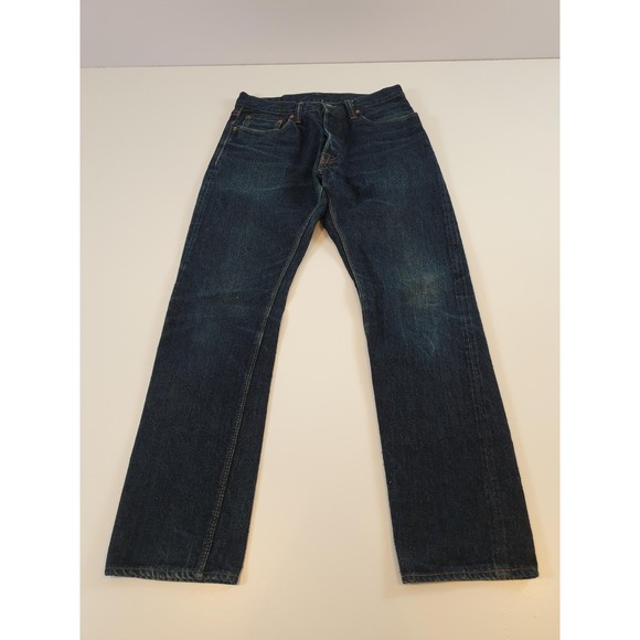 Syoaiya Jeans Mens 31 Blue Selvedge Denim Straight Leg Japan Raw Button Fly